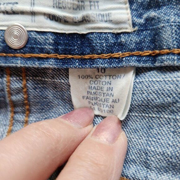 [10] Cherokee Denim Miniskirt size 10 six pockets 100% cotton jean skirt pockets - Picture 7 of 12